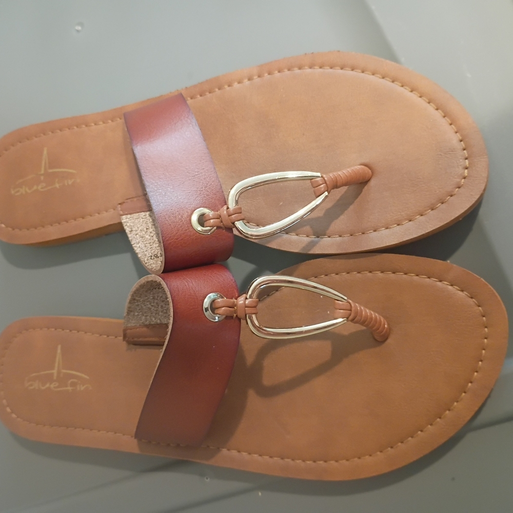 Bluefin Tan Sandals with Silver Details